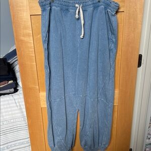 aerie Light Blue Elastic-Waist Lounge Pants Barrel leg